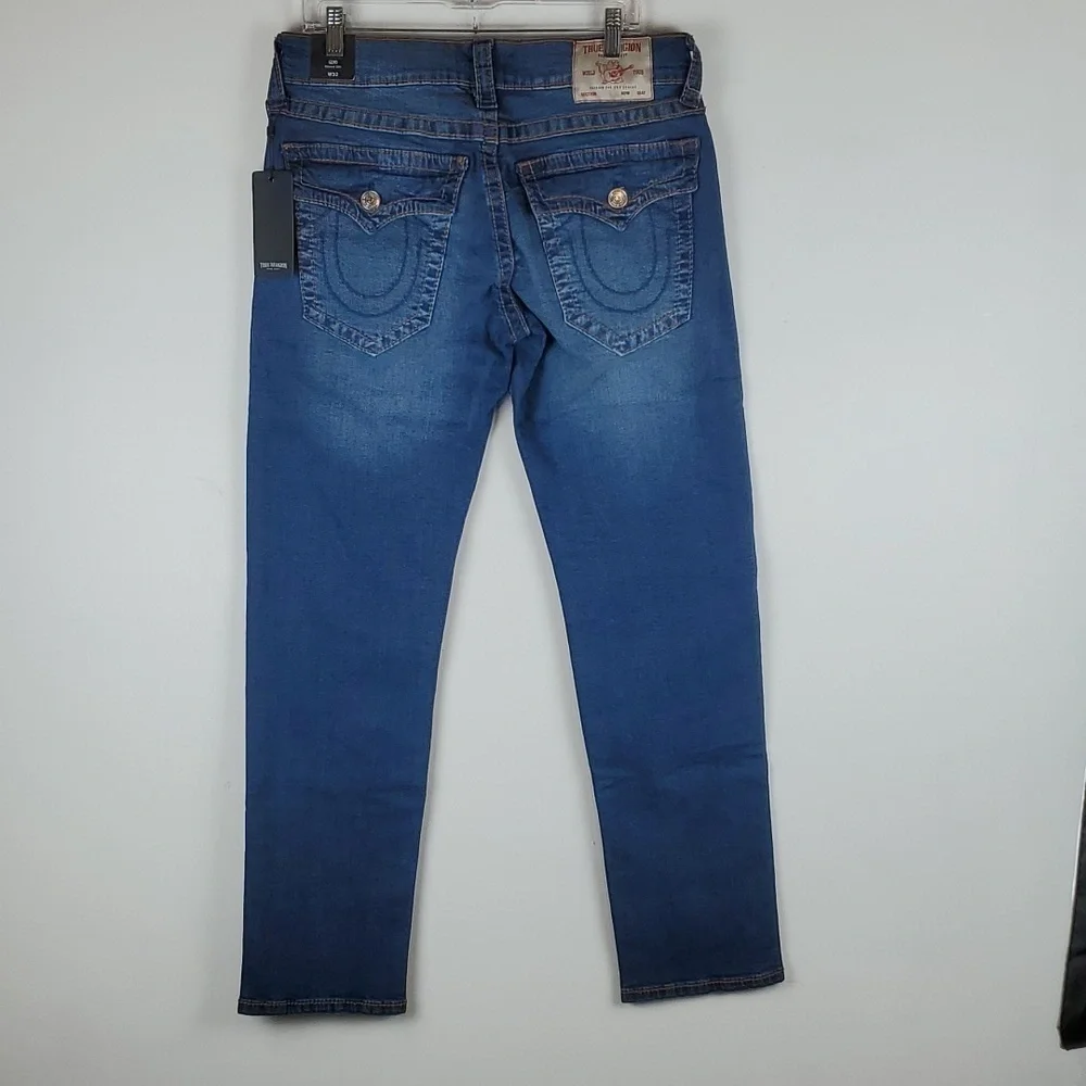 True Religion Geno Jeans 32x32 Relaxed Slim Dark Roper Wash‎ Big T Flap pocket